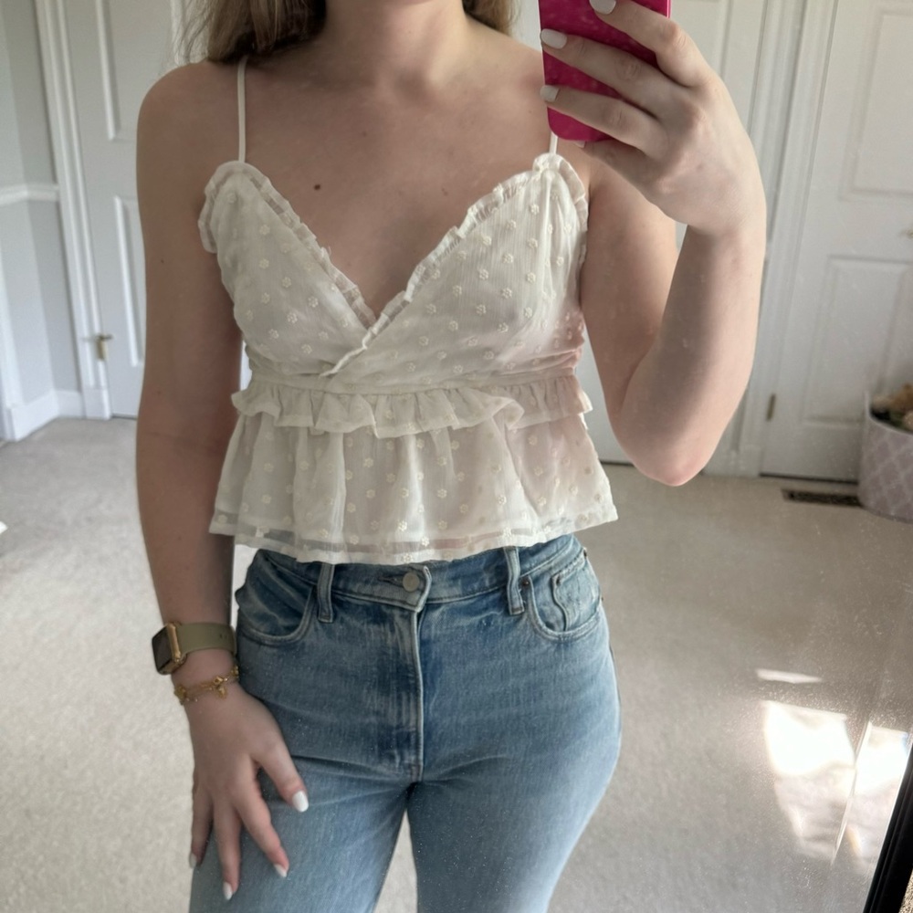 idem ditto flowy boho white top